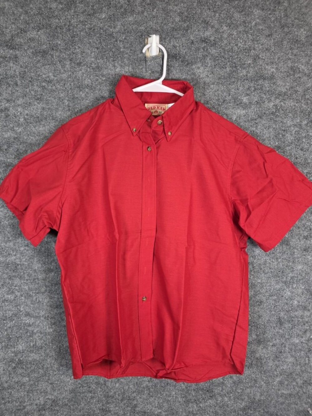 Red Kap Shirt women xl Red Short Sleeve Button Down Poly Cotton Workwear